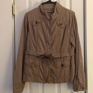 Taupe Jacket with Floral Tie - Size 6